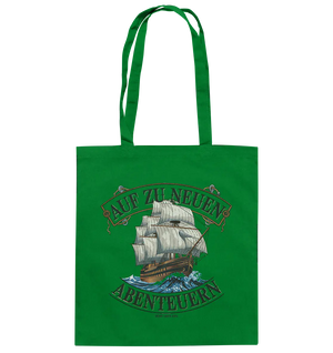 AUF ZU NEUEN ABENTEUERN – Inspirierendes Segelschiff-Design - Baumwolltasche Bright Lights Arts