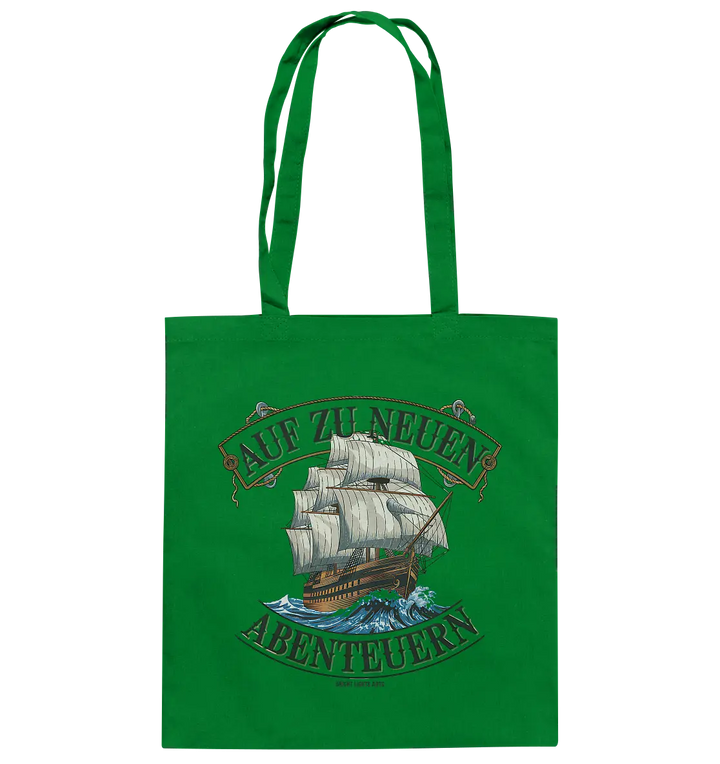 AUF ZU NEUEN ABENTEUERN – Inspirierendes Segelschiff-Design - Baumwolltasche Bright Lights Arts