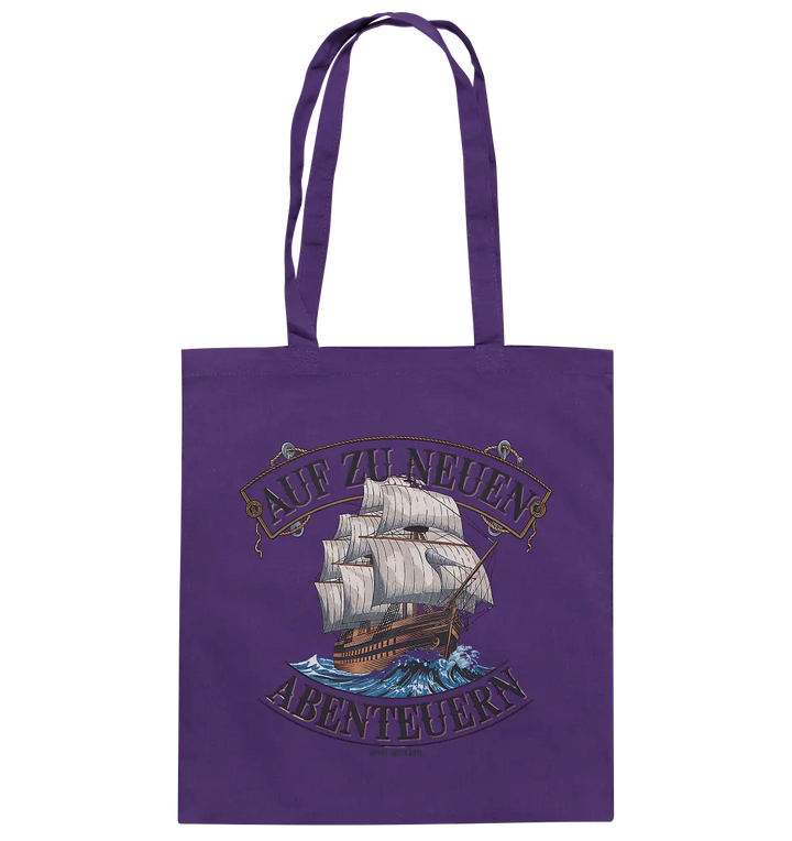 AUF ZU NEUEN ABENTEUERN – Inspirierendes Segelschiff-Design - Baumwolltasche Bright Lights Arts