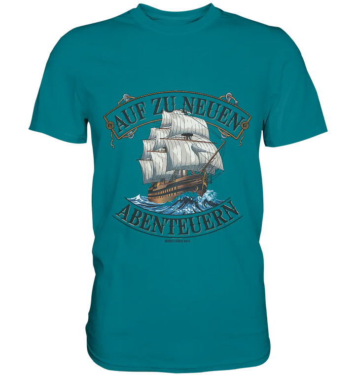 AUF ZU NEUEN ABENTEUERN – Inspirierendes Segelschiff-Design - Premium Shirt Bright Lights Arts