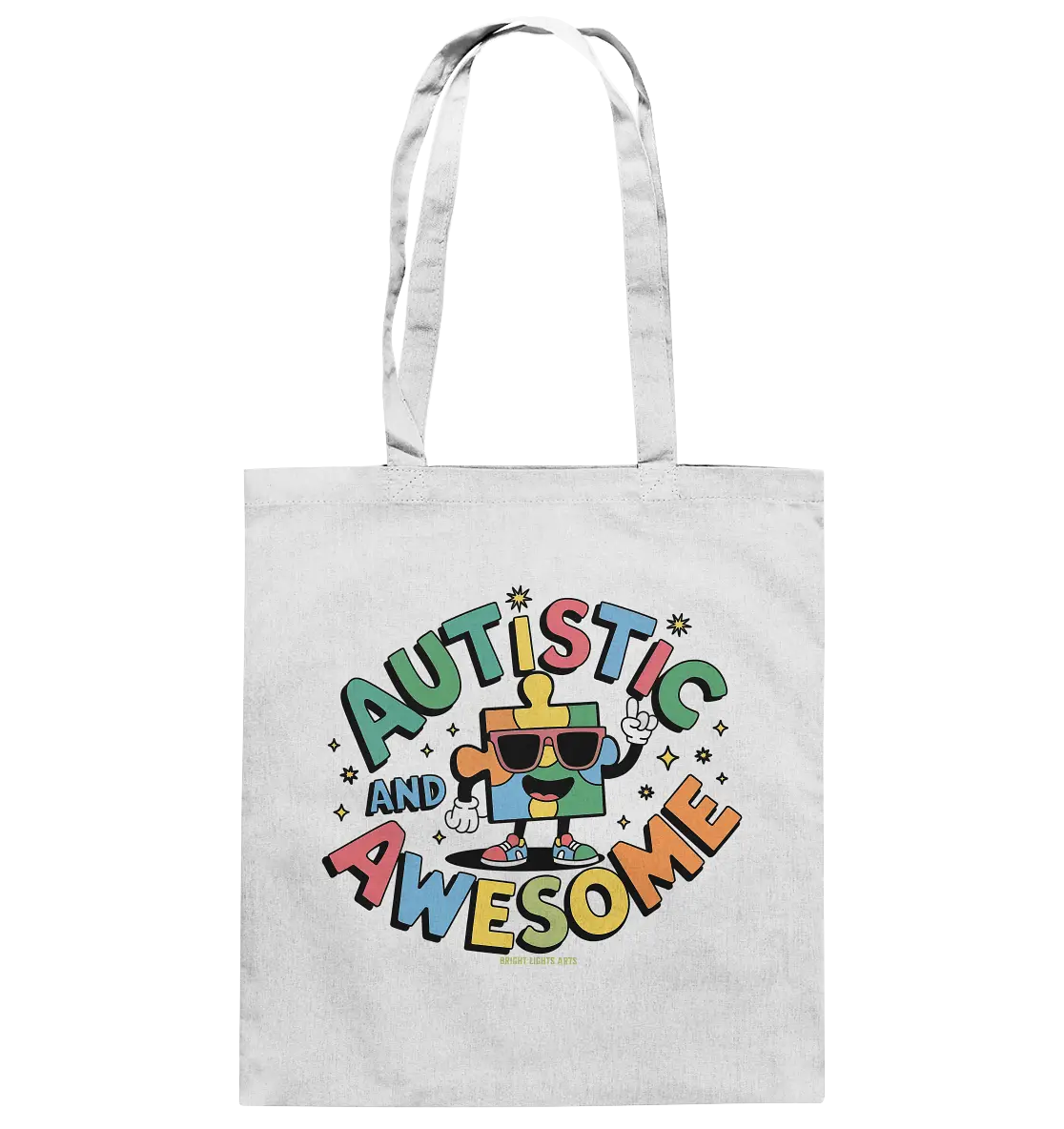 AUTISTIC AND AWESOME – Einzigartiges Puzzle-Design voller Optimismus - Baumwolltasche Bright Lights Arts