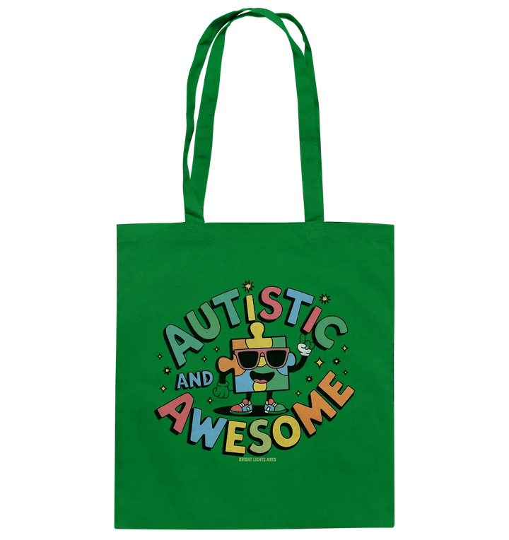 AUTISTIC AND AWESOME – Einzigartiges Puzzle-Design voller Optimismus - Baumwolltasche Bright Lights Arts
