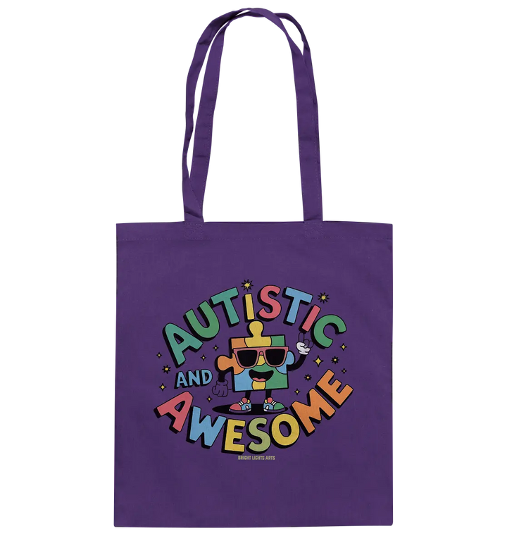 AUTISTIC AND AWESOME – Einzigartiges Puzzle-Design voller Optimismus - Baumwolltasche Bright Lights Arts