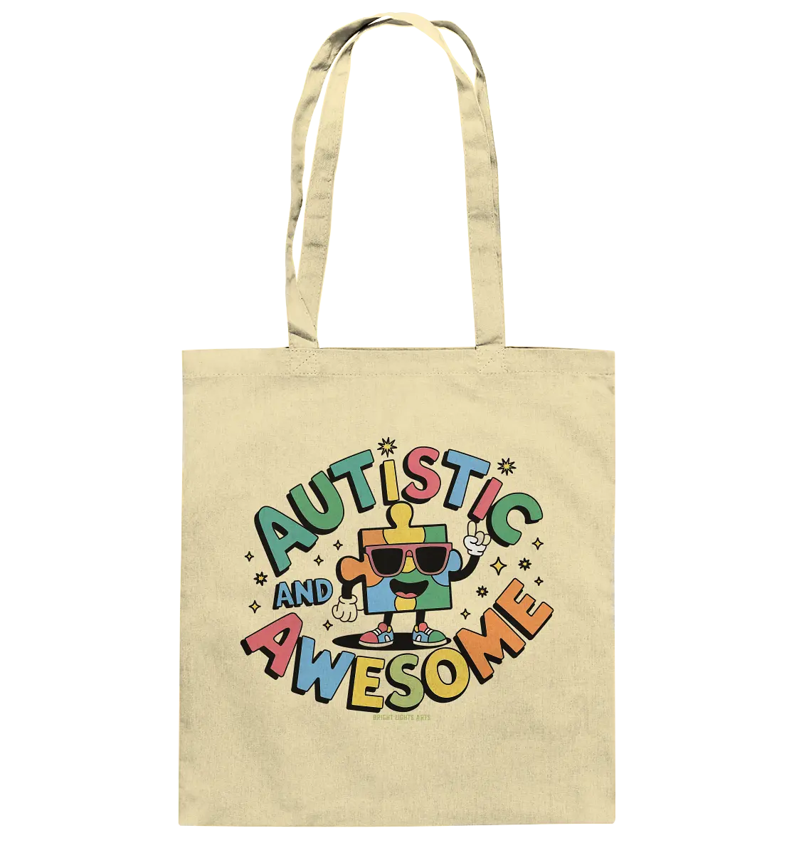 AUTISTIC AND AWESOME – Einzigartiges Puzzle-Design voller Optimismus - Baumwolltasche Bright Lights Arts