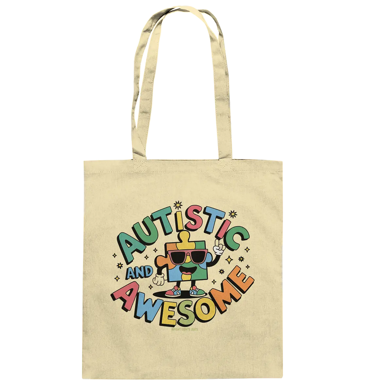 AUTISTIC AND AWESOME – Einzigartiges Puzzle-Design voller Optimismus - Baumwolltasche Bright Lights Arts