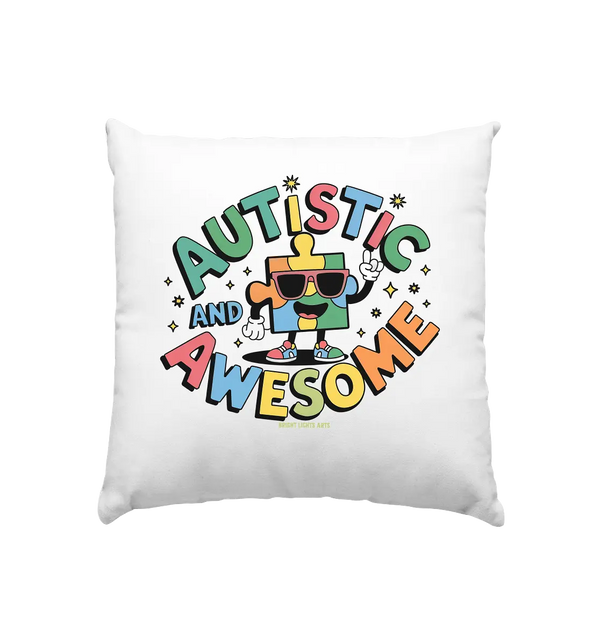 AUTISTIC AND AWESOME – Einzigartiges Puzzle-Design voller Optimismus - Kissen 40x40cm Bright Lights Arts