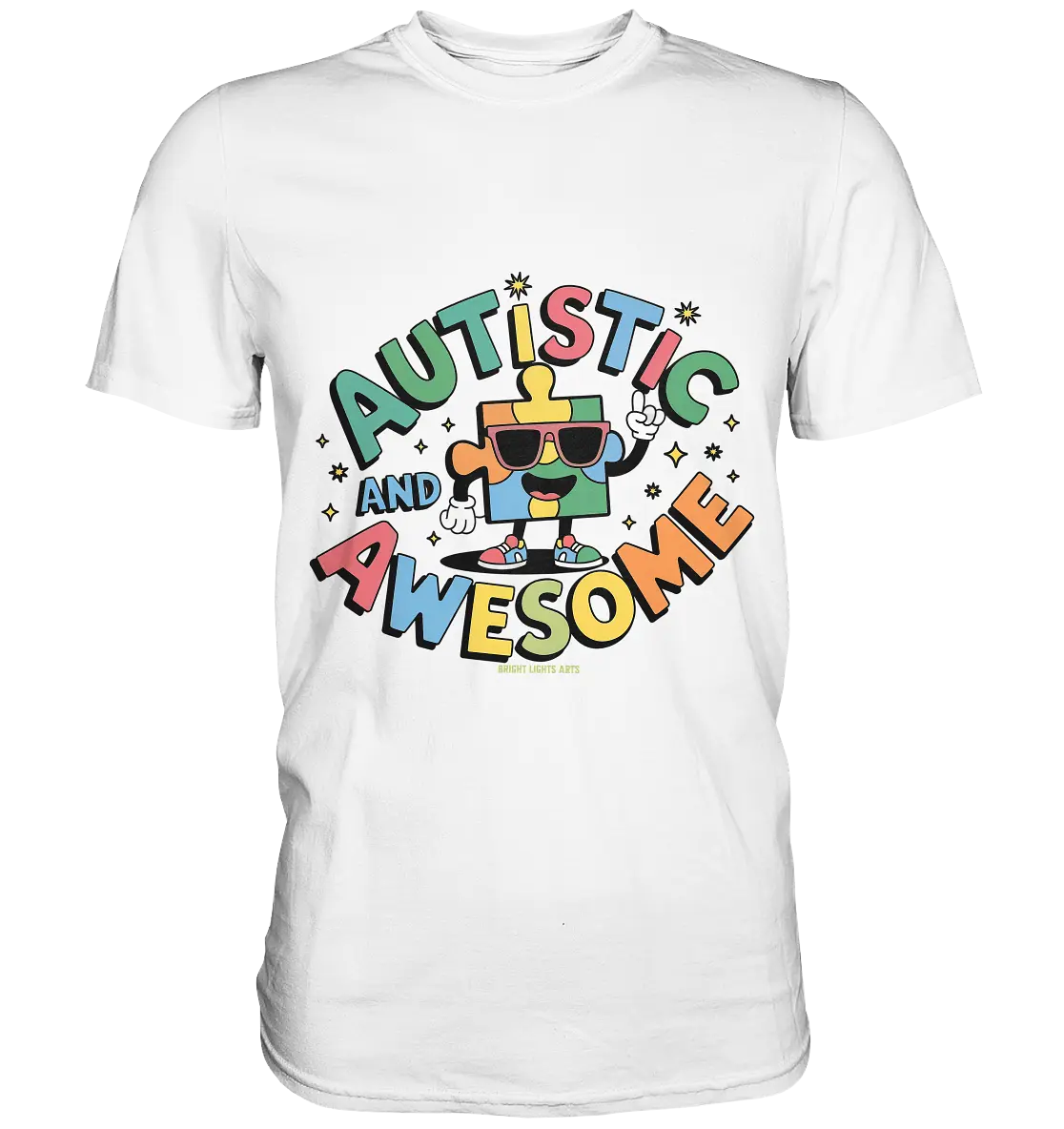 AUTISTIC AND AWESOME – Einzigartiges Puzzle-Design voller Optimismus - Premium Shirt Bright Lights Arts