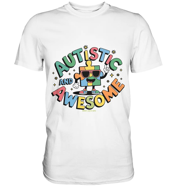 AUTISTIC AND AWESOME – Einzigartiges Puzzle-Design voller Optimismus - Premium Shirt Bright Lights Arts