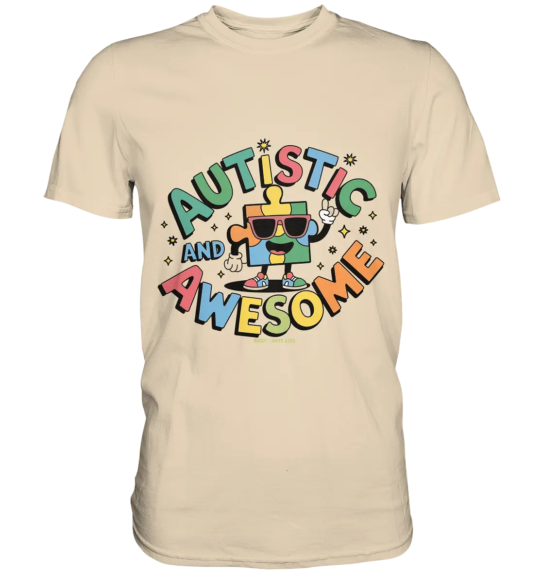 AUTISTIC AND AWESOME – Einzigartiges Puzzle-Design voller Optimismus - Premium Shirt Bright Lights Arts