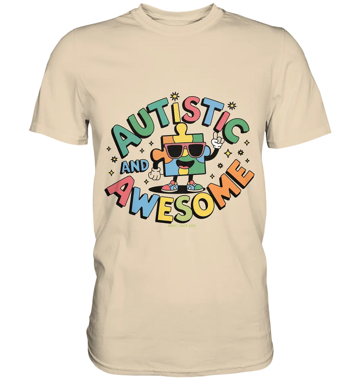 AUTISTIC AND AWESOME – Einzigartiges Puzzle-Design voller Optimismus - Premium Shirt Bright Lights Arts