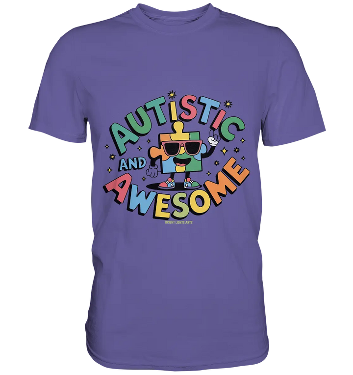 AUTISTIC AND AWESOME – Einzigartiges Puzzle-Design voller Optimismus - Premium Shirt Bright Lights Arts