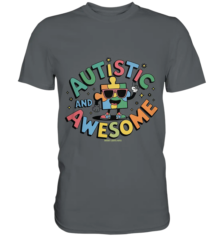 AUTISTIC AND AWESOME – Einzigartiges Puzzle-Design voller Optimismus - Premium Shirt Bright Lights Arts