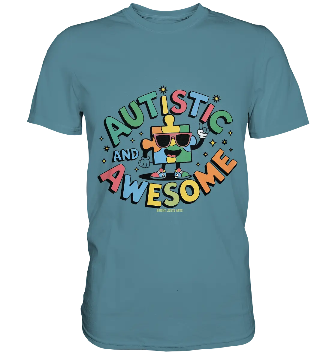 AUTISTIC AND AWESOME – Einzigartiges Puzzle-Design voller Optimismus - Premium Shirt Bright Lights Arts