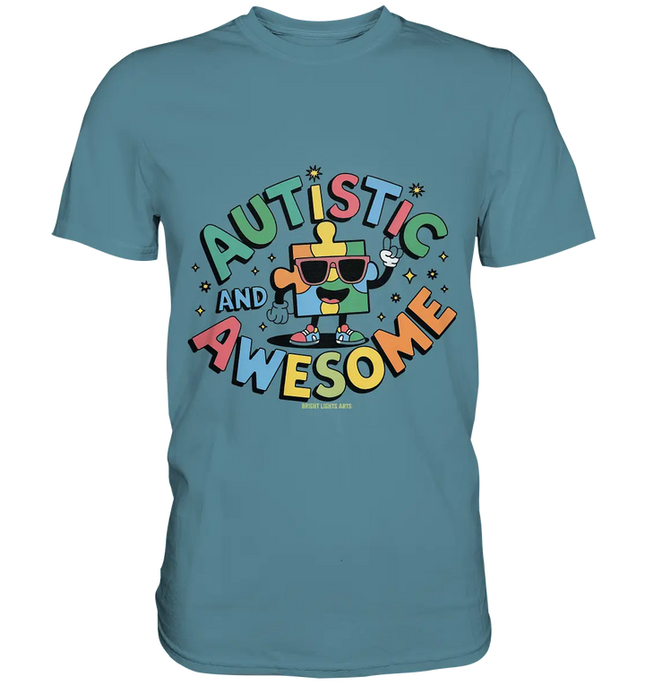 AUTISTIC AND AWESOME – Einzigartiges Puzzle-Design voller Optimismus - Premium Shirt Bright Lights Arts