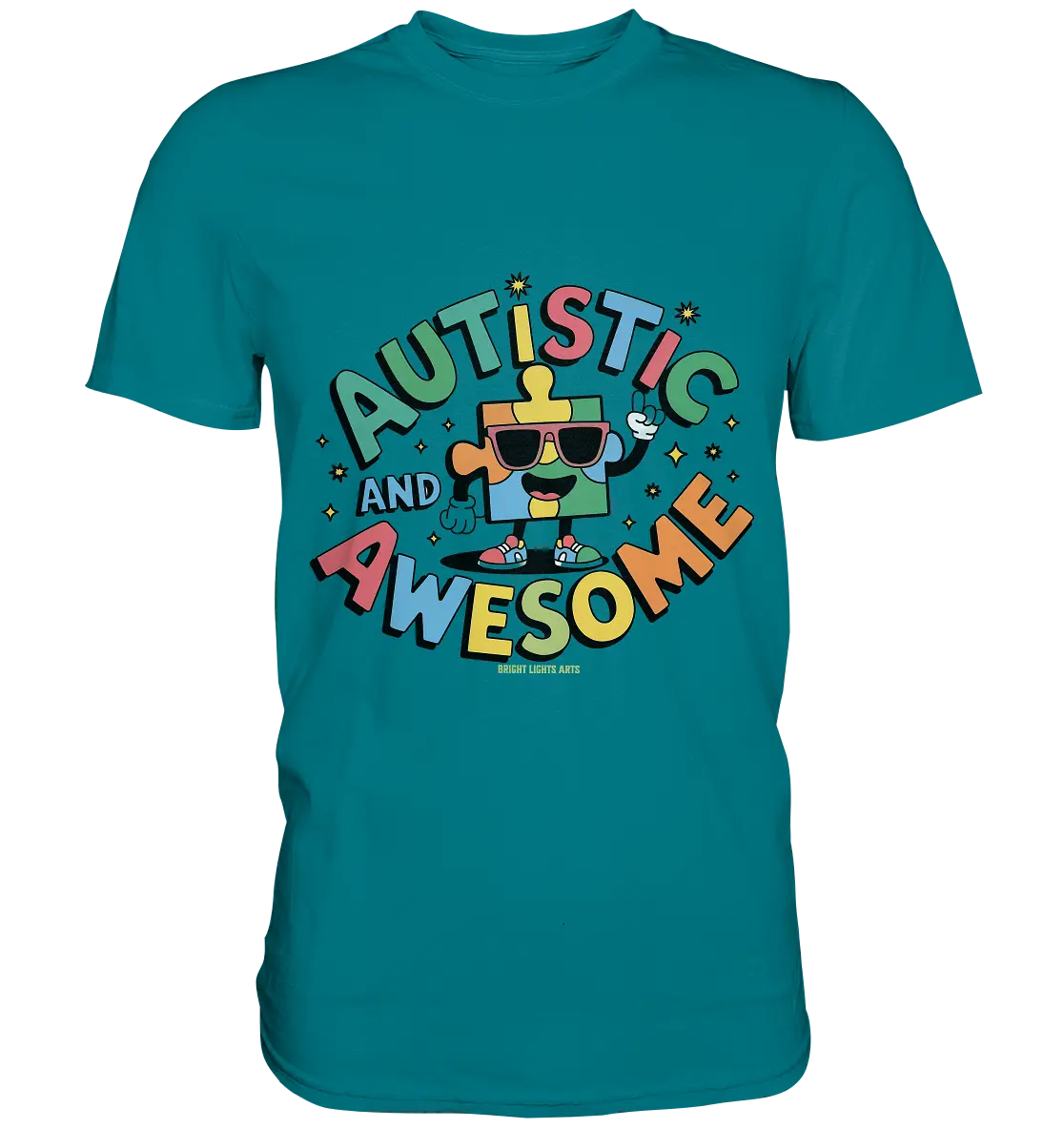 AUTISTIC AND AWESOME – Einzigartiges Puzzle-Design voller Optimismus - Premium Shirt Bright Lights Arts