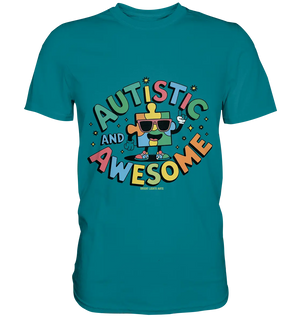 AUTISTIC AND AWESOME – Einzigartiges Puzzle-Design voller Optimismus - Premium Shirt Bright Lights Arts