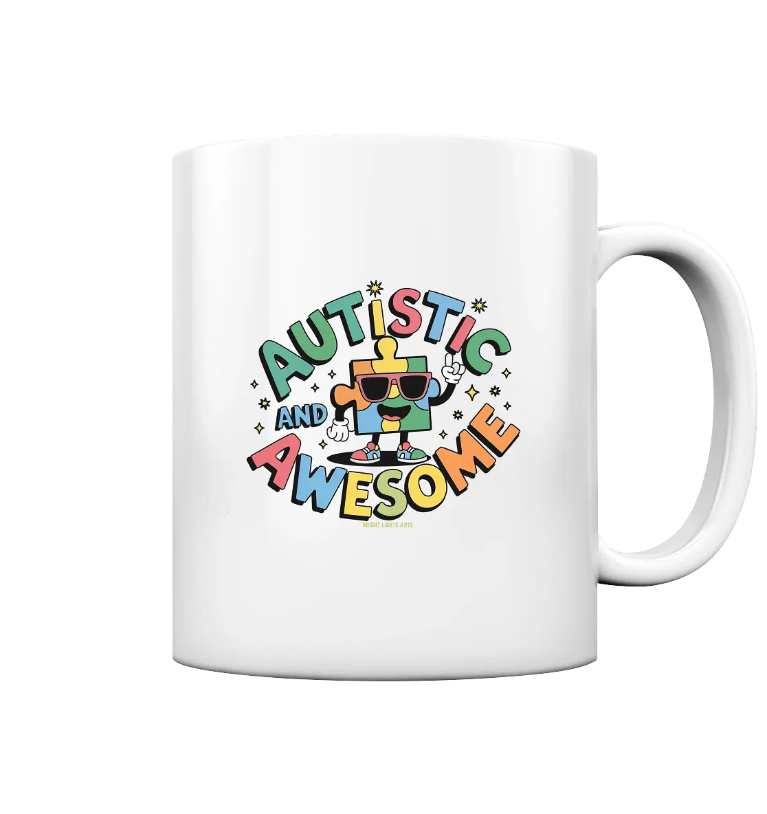 AUTISTIC AND AWESOME – Einzigartiges Puzzle-Design voller Optimismus - Tasse glossy Bright Lights Arts