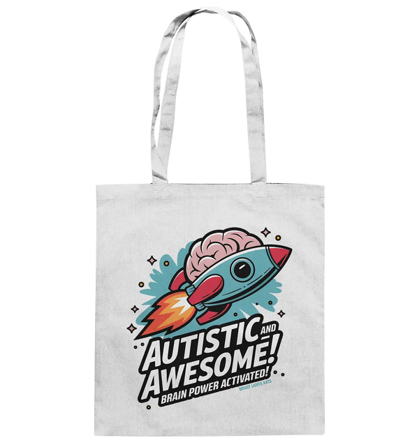 AUTISTIC AND AWESOME – Inspirierendes Raketen-Design voller Kreativität - Baumwolltasche Bright Lights Arts