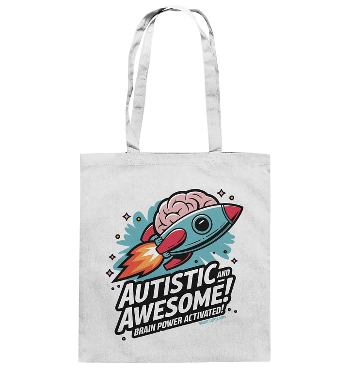 AUTISTIC AND AWESOME – Inspirierendes Raketen-Design voller Kreativität - Baumwolltasche Bright Lights Arts