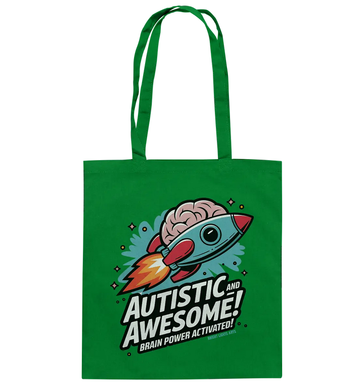 AUTISTIC AND AWESOME – Inspirierendes Raketen-Design voller Kreativität - Baumwolltasche Bright Lights Arts
