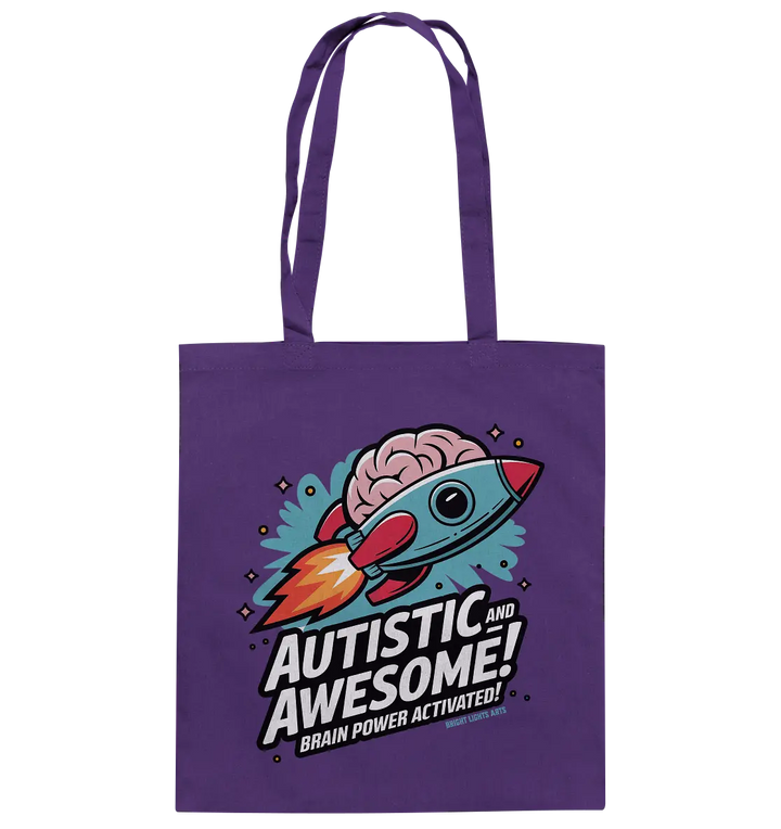 AUTISTIC AND AWESOME – Inspirierendes Raketen-Design voller Kreativität - Baumwolltasche Bright Lights Arts