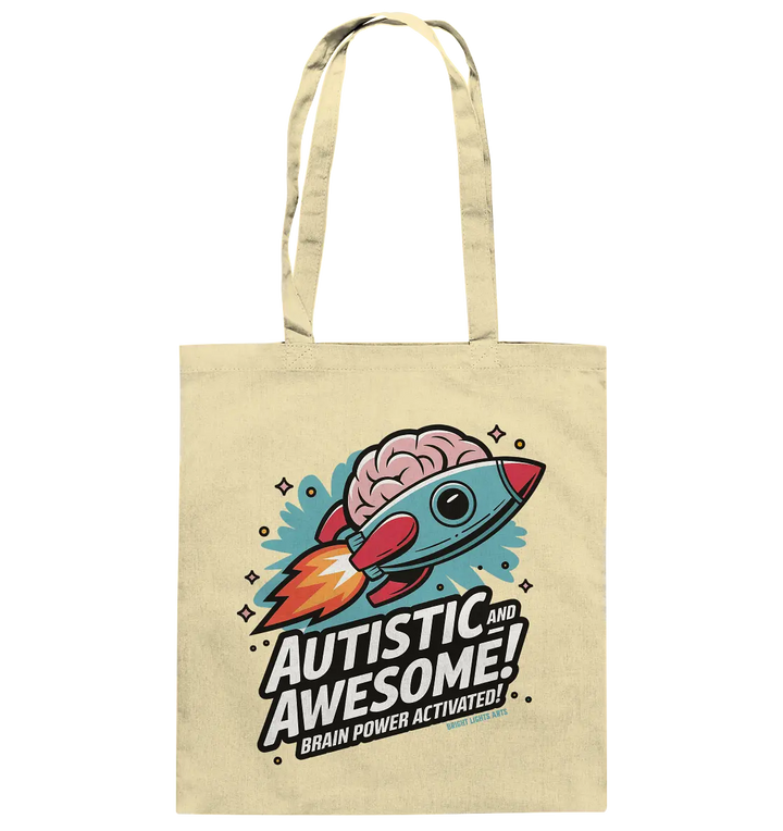 AUTISTIC AND AWESOME – Inspirierendes Raketen-Design voller Kreativität - Baumwolltasche Bright Lights Arts