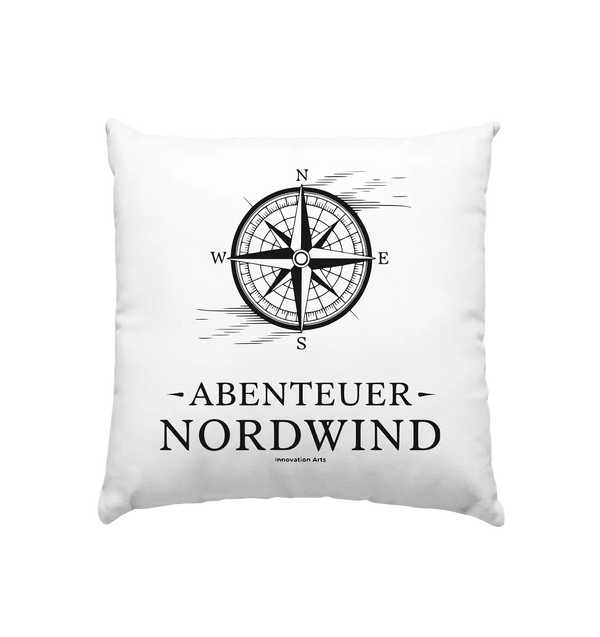 Abenteuer Nordwind – Kompass & Freiheit im Blick - Kissen 40x40cm Bright Lights Arts