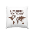 Adventure Is My Religion – Inspirierendes Weltkarten-Design für Reisende - Kissen 40x40cm Bright Lights Arts