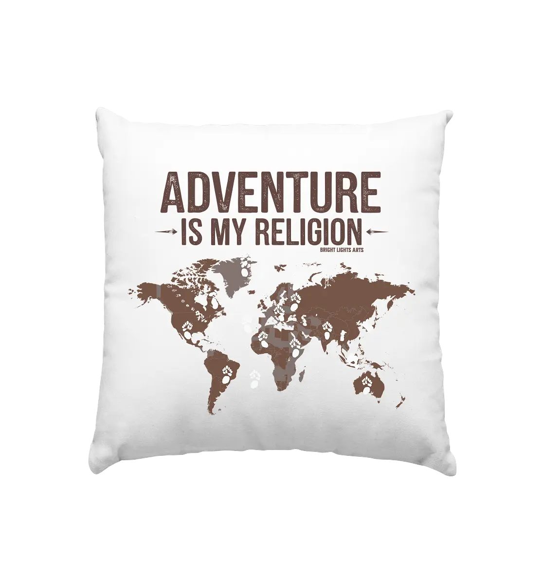 Adventure Is My Religion – Inspirierendes Weltkarten-Design für Reisende - Kissen 40x40cm Bright Lights Arts