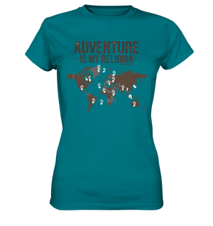 Adventure Is My Religion – Inspirierendes Weltkarten-Design für Reisende - Ladies Premium Shirt Bright Lights Arts