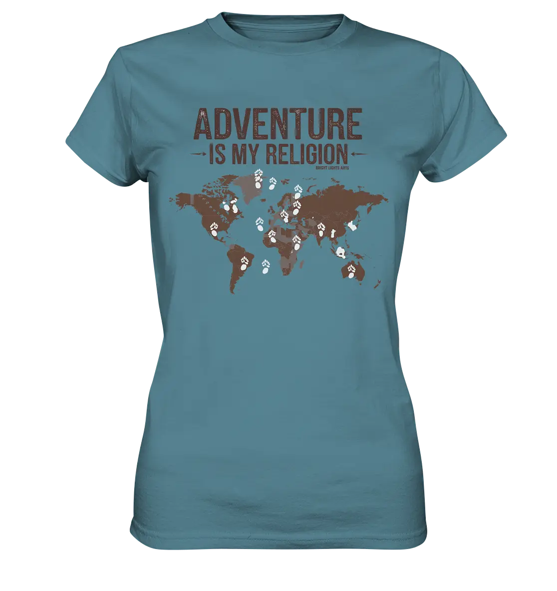 Adventure Is My Religion – Inspirierendes Weltkarten-Design für Reisende - Ladies Premium Shirt Bright Lights Arts
