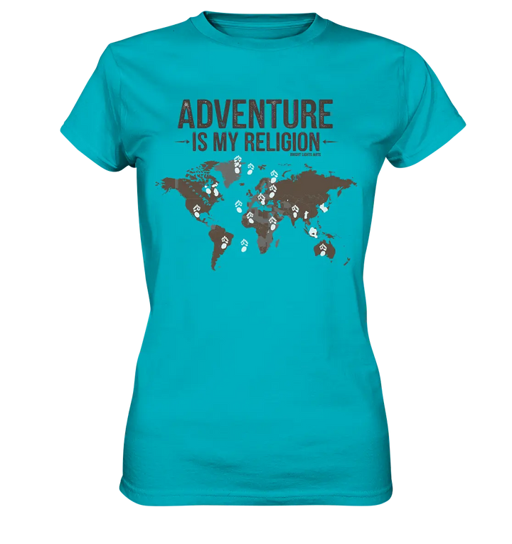 Adventure Is My Religion – Inspirierendes Weltkarten-Design für Reisende - Ladies Premium Shirt Bright Lights Arts