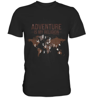 Adventure Is My Religion – Inspirierendes Weltkarten-Design für Reisende - Premium Shirt Bright Lights Arts