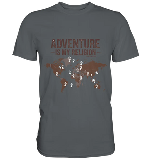 Adventure Is My Religion – Inspirierendes Weltkarten-Design für Reisende - Premium Shirt Bright Lights Arts
