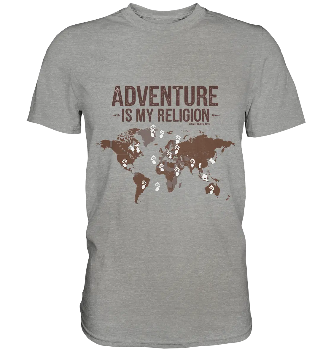 Adventure Is My Religion – Inspirierendes Weltkarten-Design für Reisende - Premium Shirt Bright Lights Arts