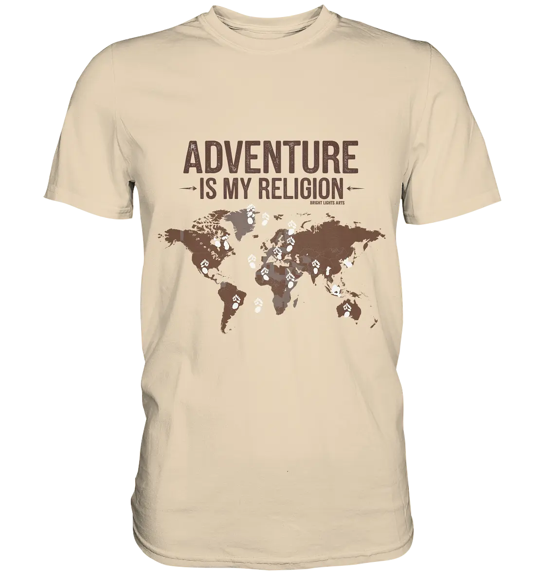 Adventure Is My Religion – Inspirierendes Weltkarten-Design für Reisende - Premium Shirt Bright Lights Arts