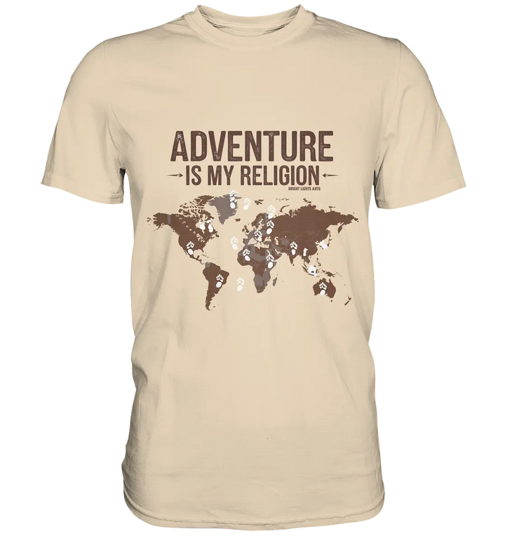 Adventure Is My Religion – Inspirierendes Weltkarten-Design für Reisende - Premium Shirt Bright Lights Arts