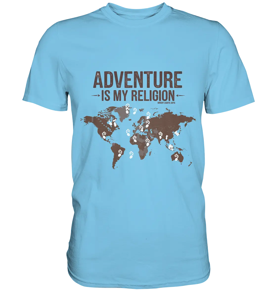 Adventure Is My Religion – Inspirierendes Weltkarten-Design für Reisende - Premium Shirt Bright Lights Arts