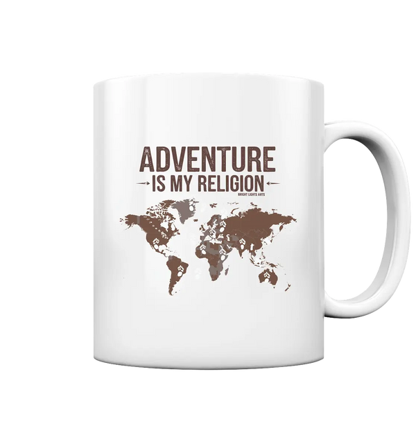 Adventure Is My Religion – Inspirierendes Weltkarten-Design für Reisende - Tasse glossy Bright Lights Arts