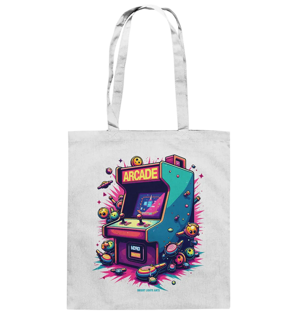 Arcade Action – Farbige Hommage an die Welt der Spielhallen - Baumwolltasche Bright Lights Arts