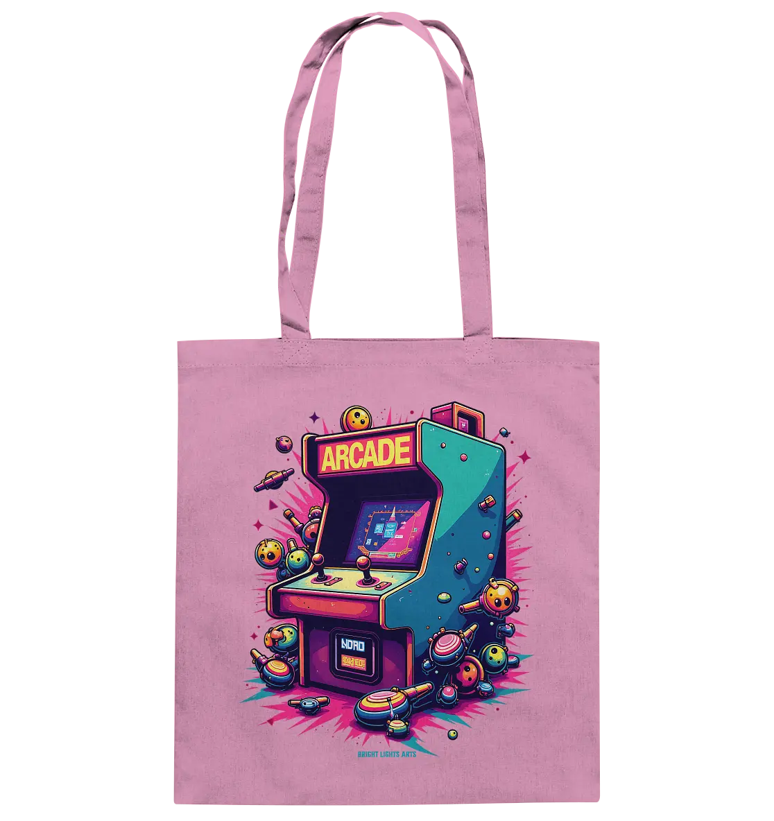 Arcade Action – Farbige Hommage an die Welt der Spielhallen - Baumwolltasche Bright Lights Arts