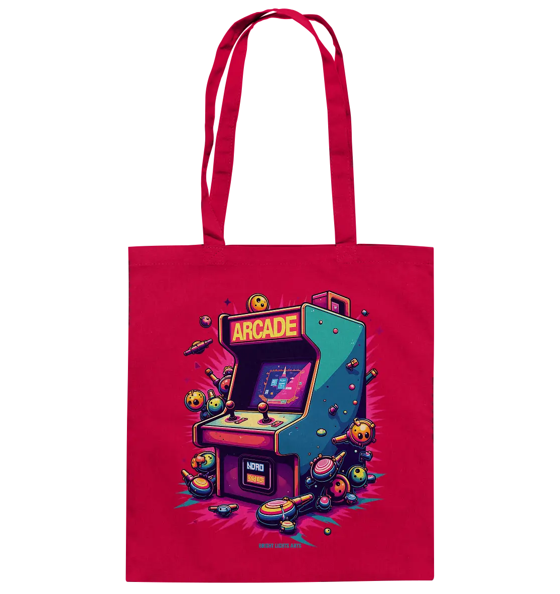 Arcade Action – Farbige Hommage an die Welt der Spielhallen - Baumwolltasche Bright Lights Arts