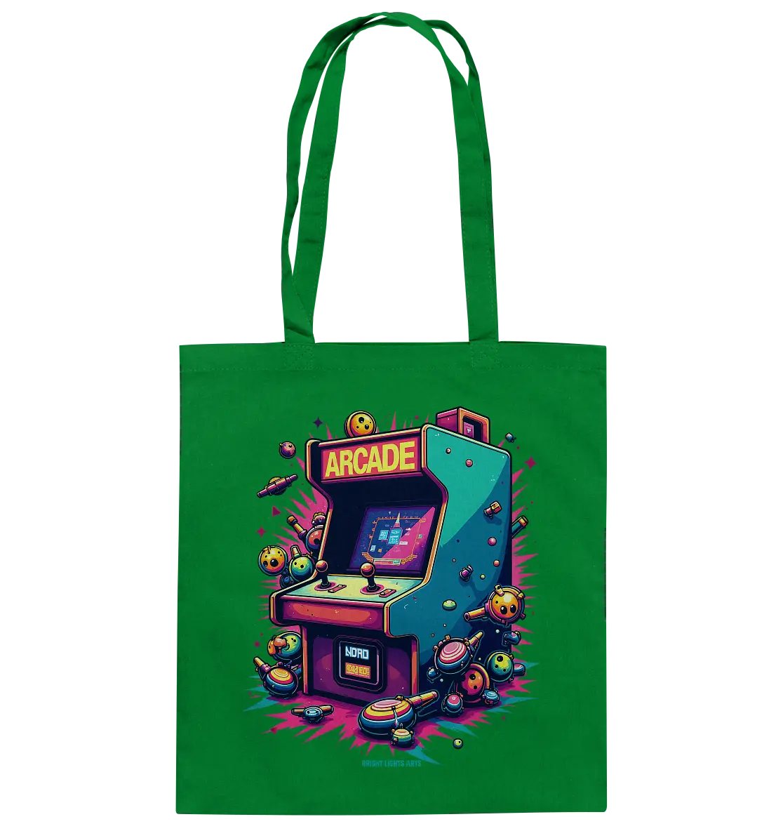 Arcade Action – Farbige Hommage an die Welt der Spielhallen - Baumwolltasche Bright Lights Arts