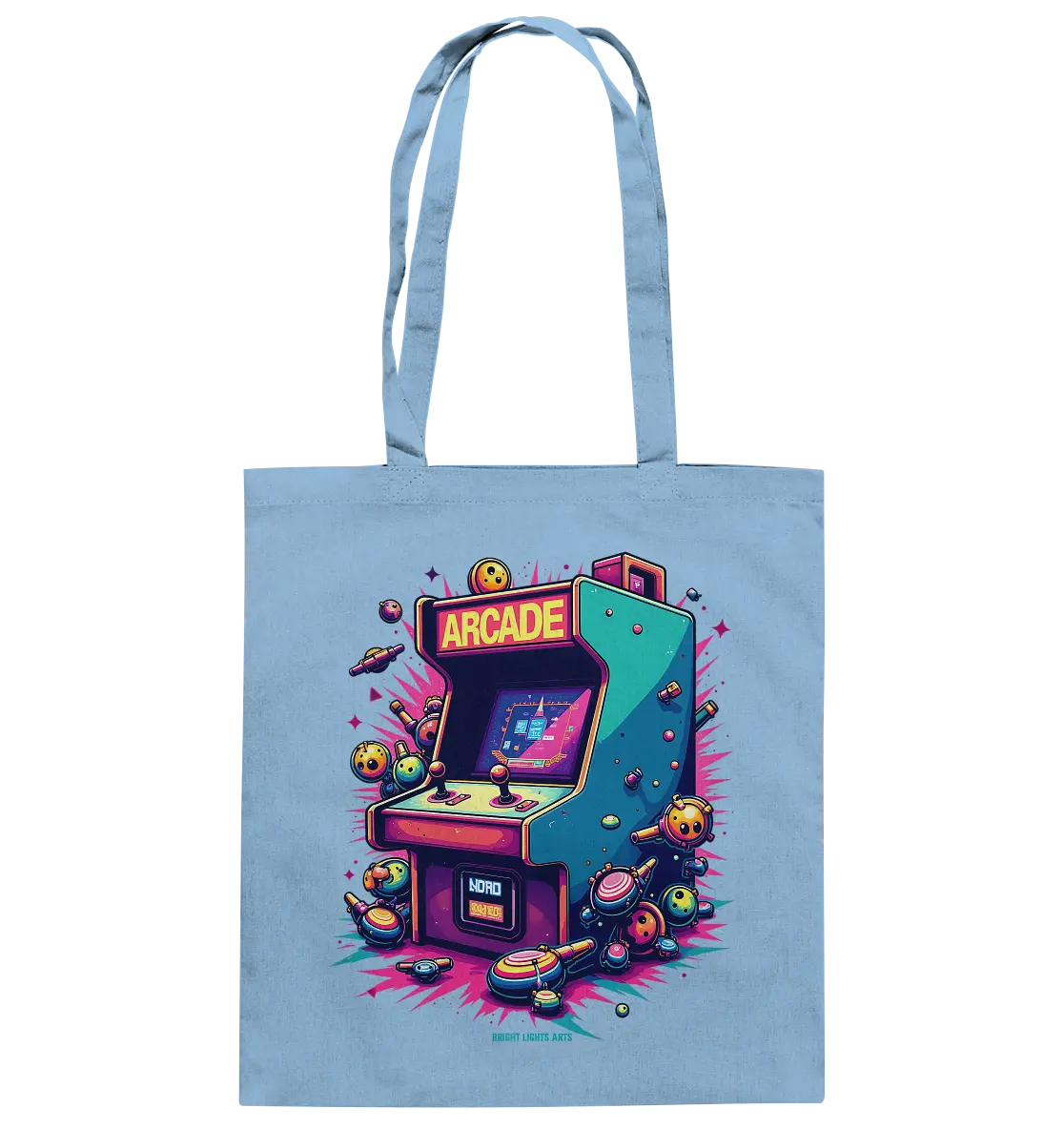 Arcade Action – Farbige Hommage an die Welt der Spielhallen - Baumwolltasche Bright Lights Arts