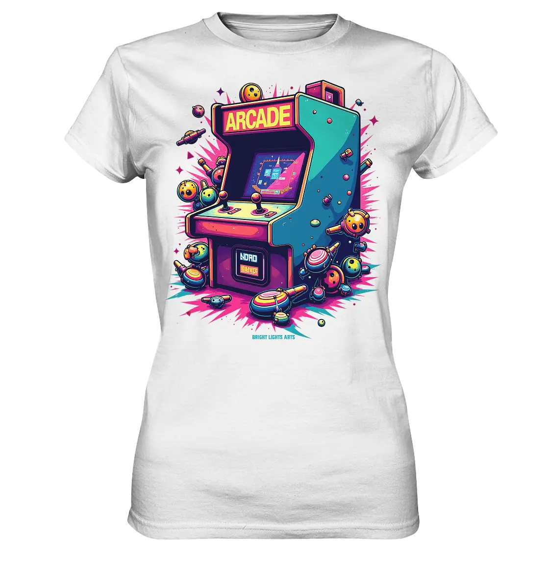 Arcade Action – Farbige Hommage an die Welt der Spielhallen - Ladies Premium Shirt Bright Lights Arts