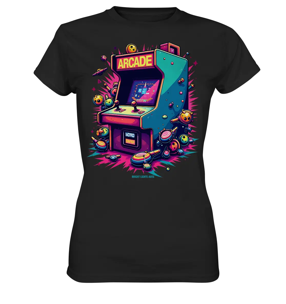 Arcade Action – Farbige Hommage an die Welt der Spielhallen - Ladies Premium Shirt Bright Lights Arts