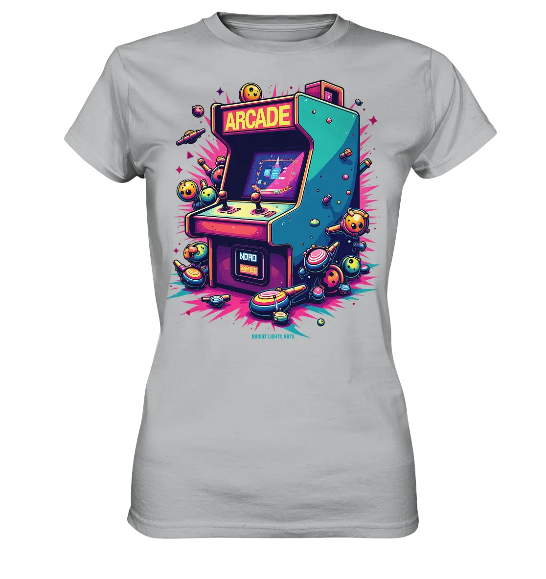 Arcade Action – Farbige Hommage an die Welt der Spielhallen - Ladies Premium Shirt Bright Lights Arts