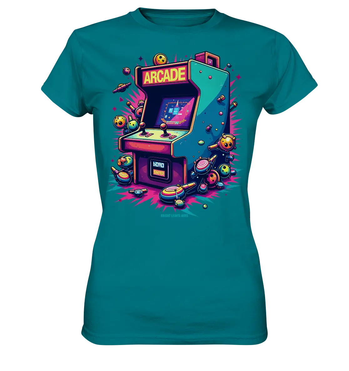 Arcade Action – Farbige Hommage an die Welt der Spielhallen - Ladies Premium Shirt Bright Lights Arts