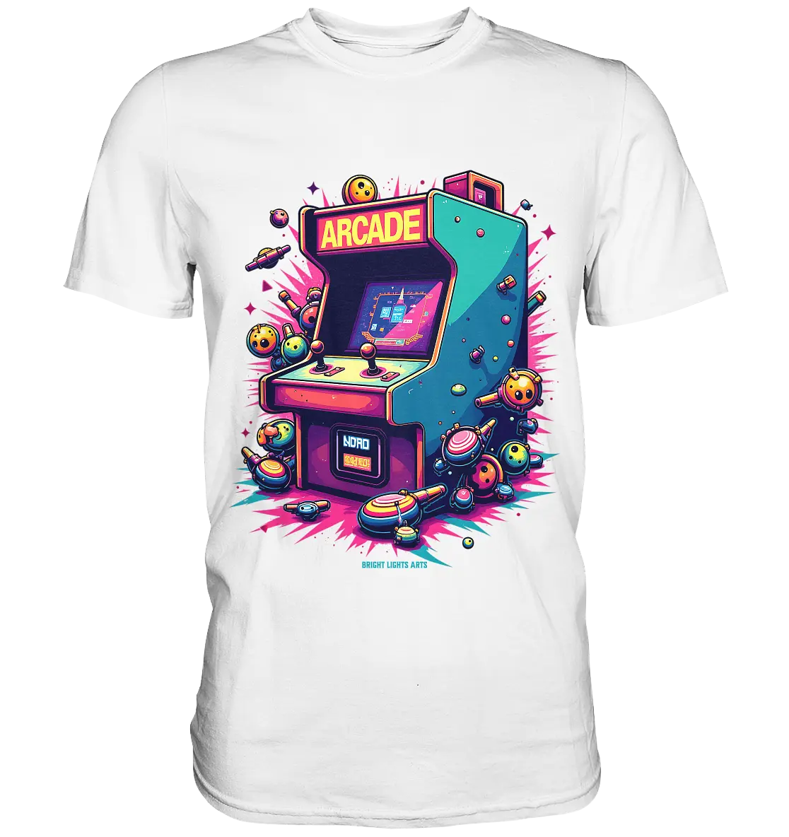 Arcade Action – Farbige Hommage an die Welt der Spielhallen - Premium Shirt Bright Lights Arts