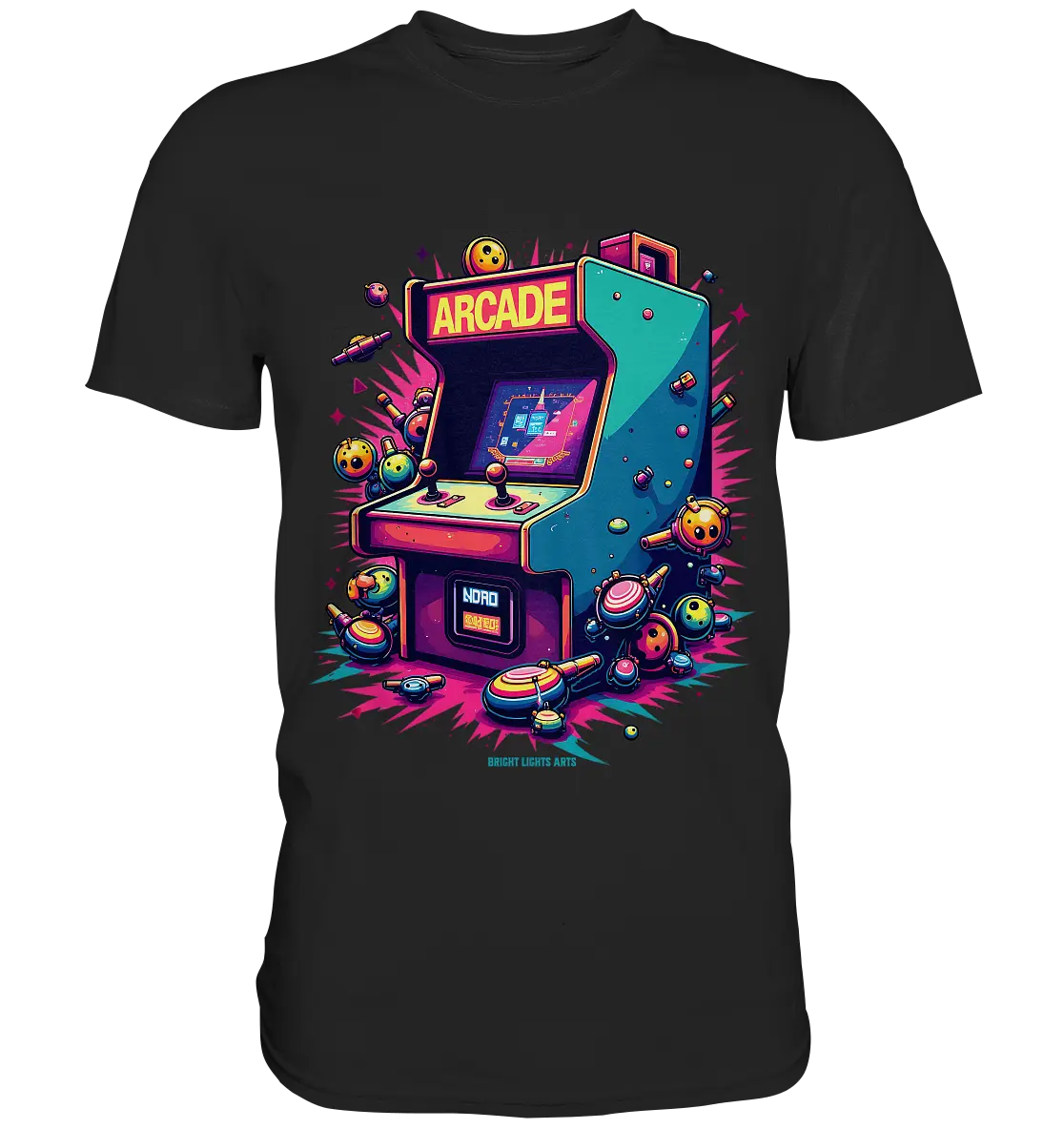 Arcade Action – Farbige Hommage an die Welt der Spielhallen - Premium Shirt Bright Lights Arts